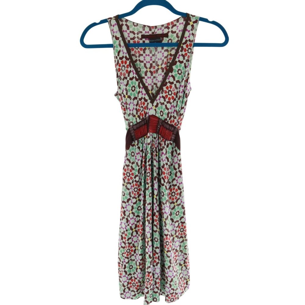 A Common Thread‎ Silk Dress Womens S Boho Bohemian Retro Eclectic Brunch Spring